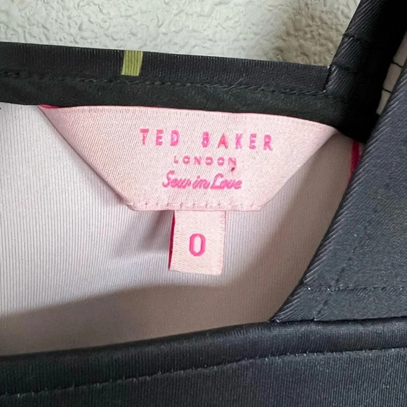 NWOT Ted Baker Sew in Love Floral Print Mini Dress Black Multi Women’s 2 - Picture 7 of 13